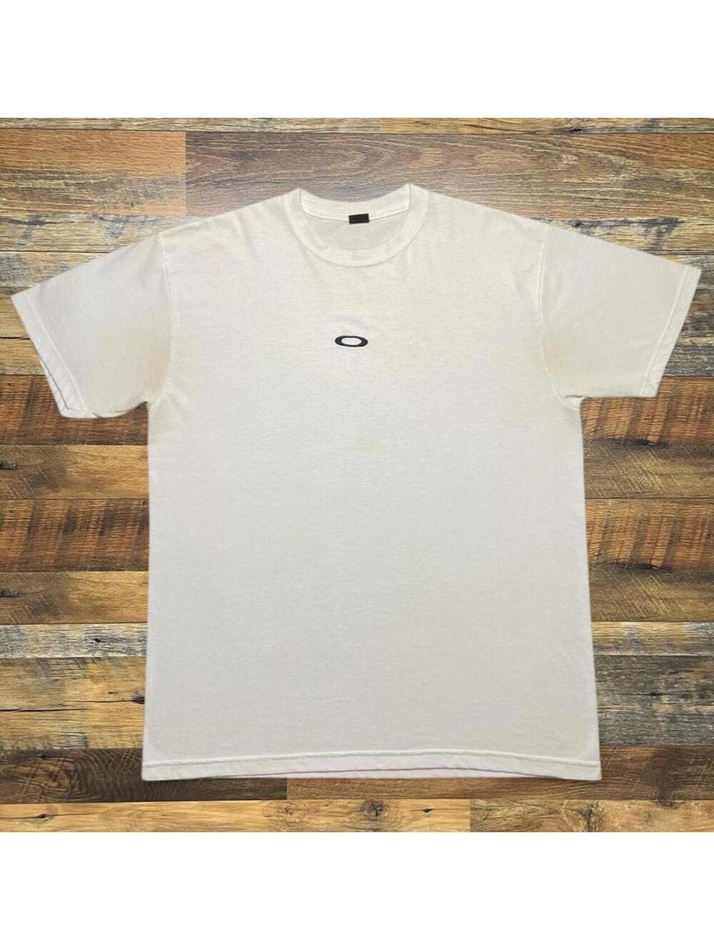 Y2K Oakley Center Logo T-Shirt White Mens XL